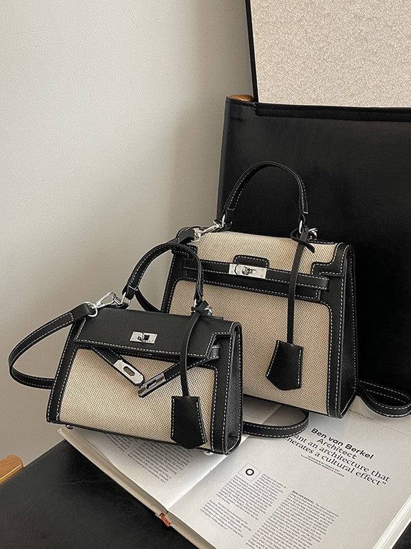 Women's High-grade Retro Portable Kelly Linen Stitching Bags