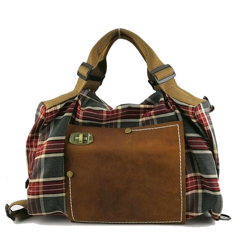 Attractive Women's Large Capacity Red Plaid Backpacks