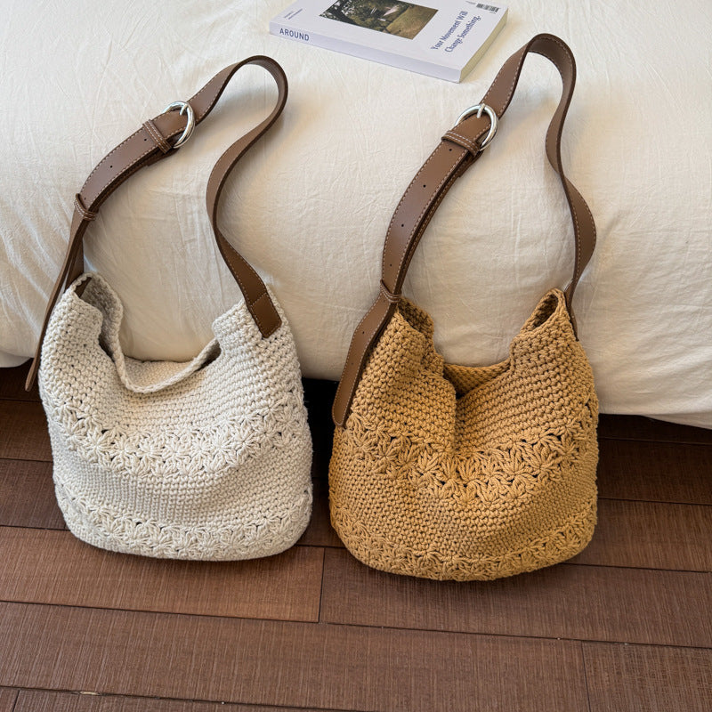 Women's Vacation Style Out Woven Summer Simple Elegant Tote Bag