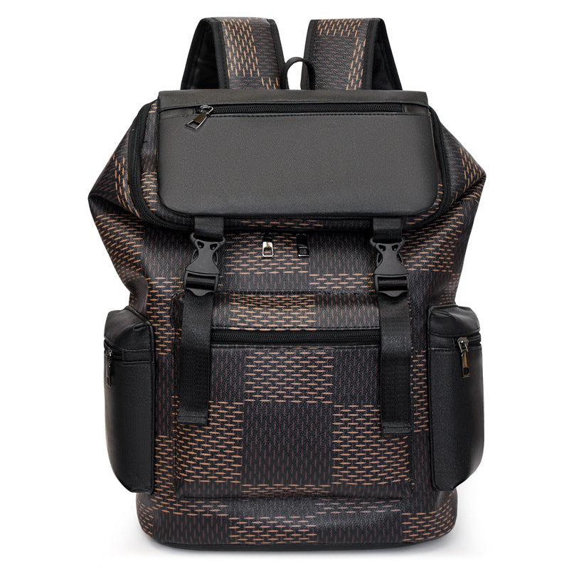 Men's Large Capacity Plaid Business Computer Trend Leisure Backpack