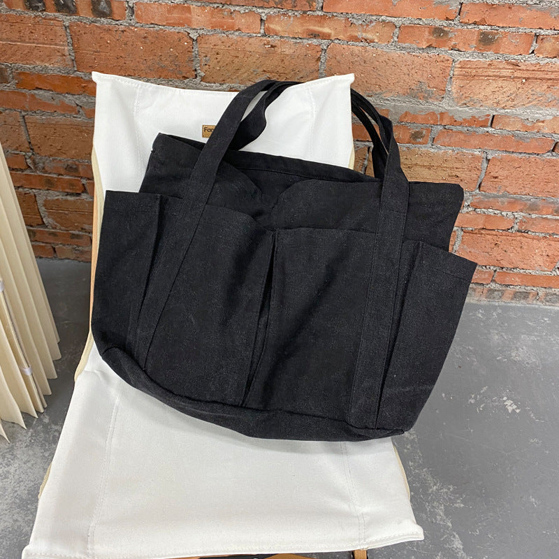 Women's Solid Color Canvas Leisure Commute Shopping Simple Women's Shoulder Bag