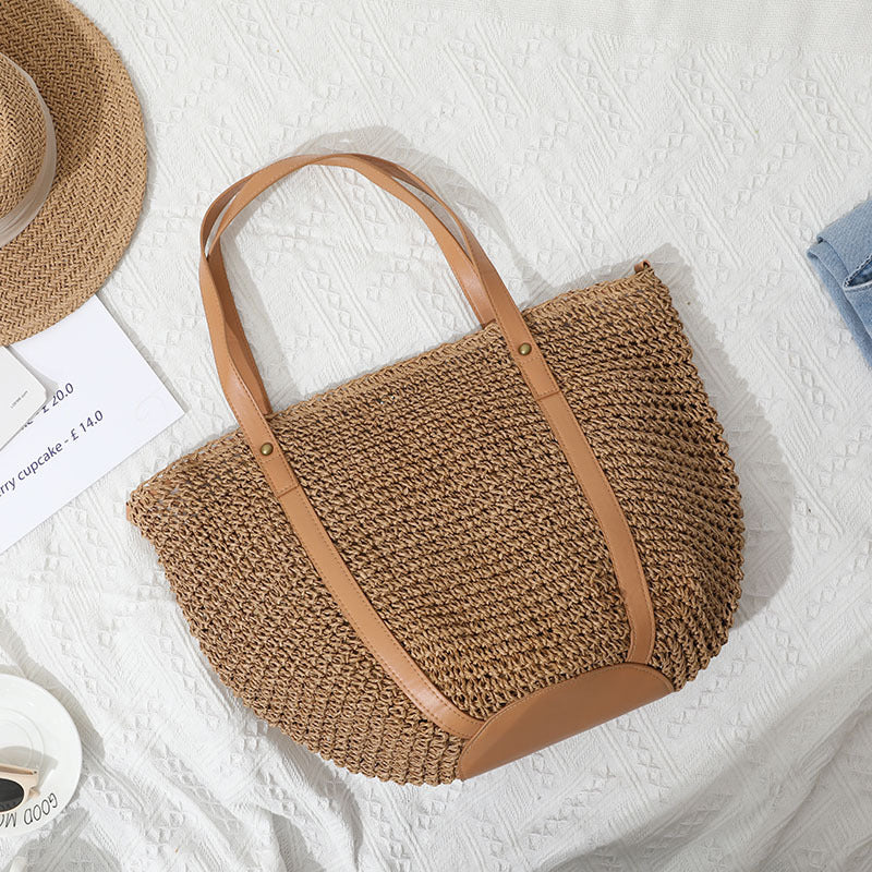 Women's Style Large Capacity Straw Woven Seaside Vacation Bags
