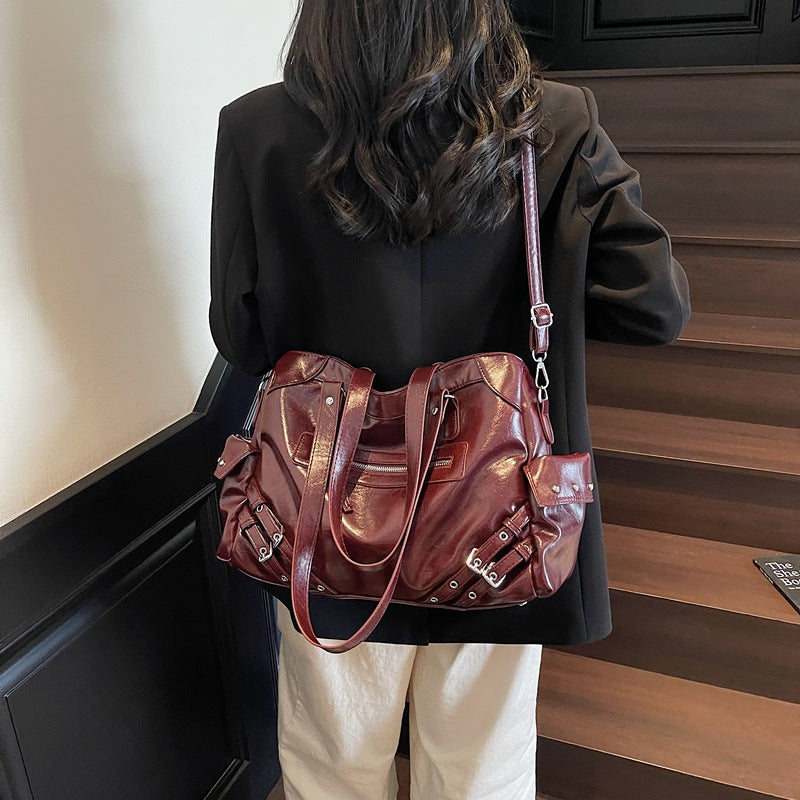 Women's Niche Cool Motorcycle Trendy Large Capacity Women's Shoulder Bag