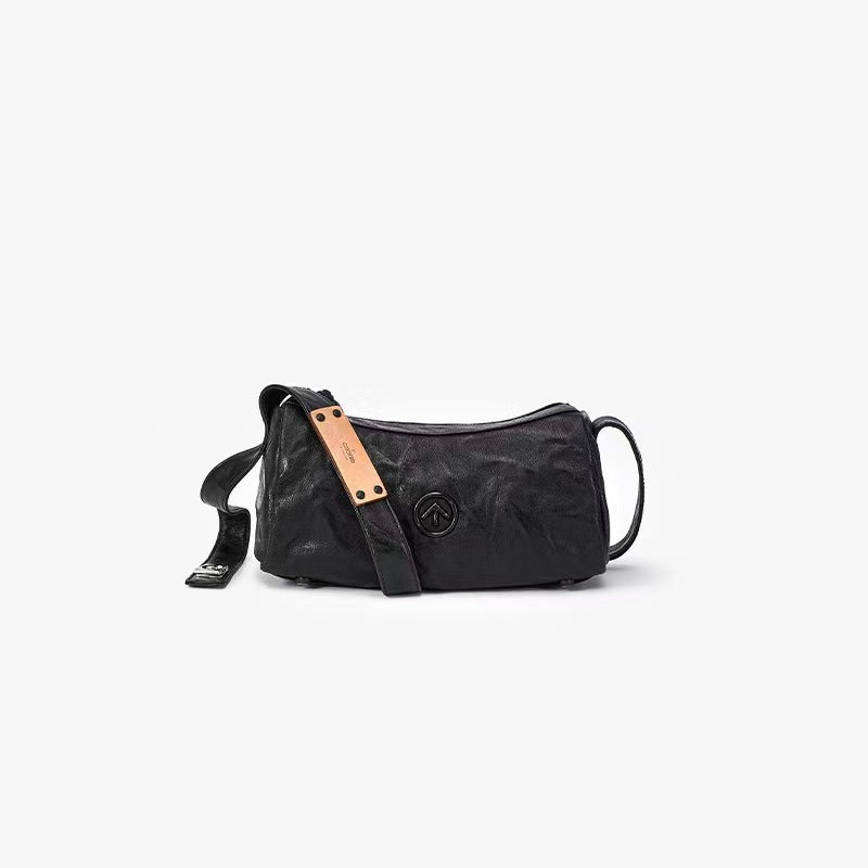Women's & Men's Le Arrow Black Stone Pleated Large Capacity Soft Bags