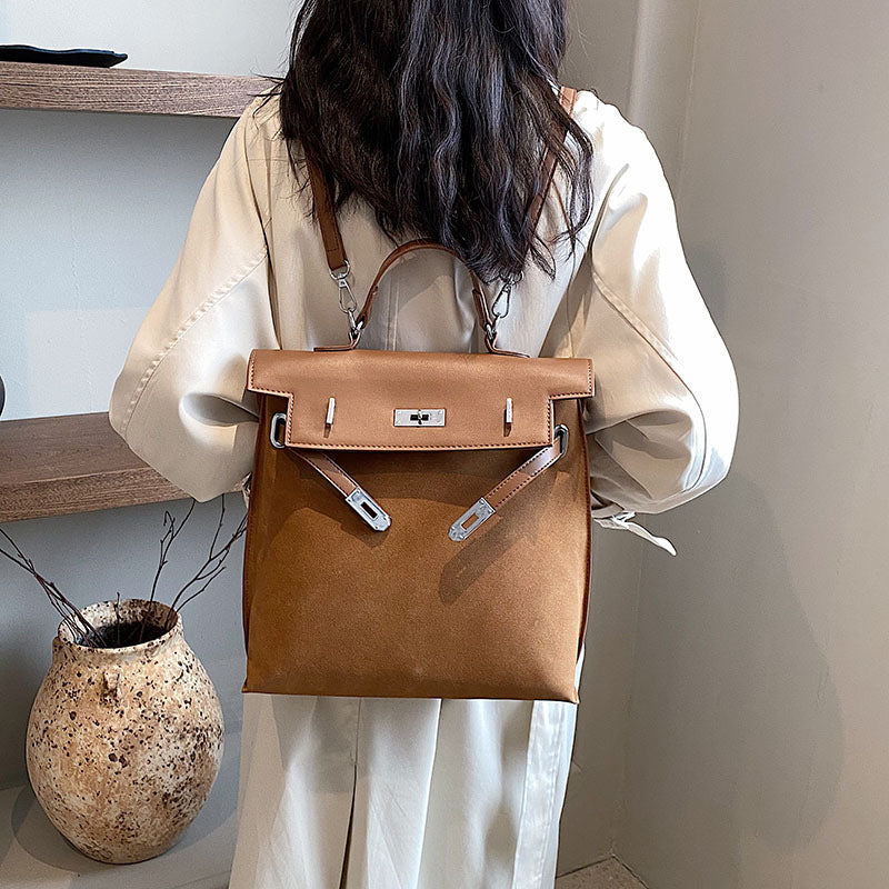 Women's Winter Color Block Matte Retro Commuter Women's Backpack