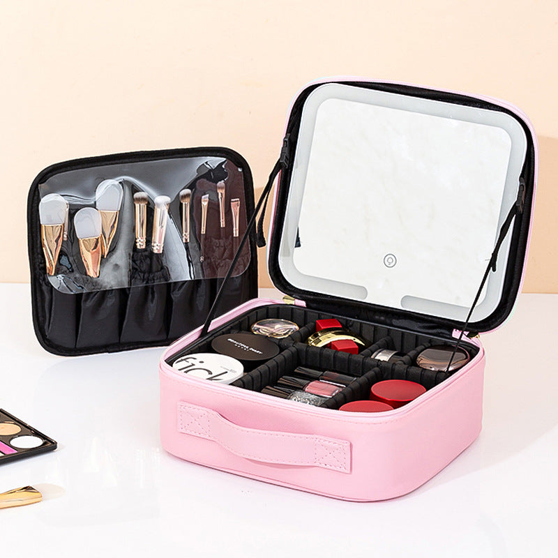 Box With Light Mirror Large Capacity High-grade Makeup Bag