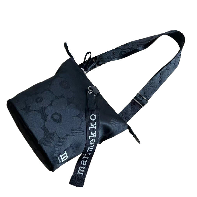 Niche Printed Black Nylon Commuter Fashion Bags