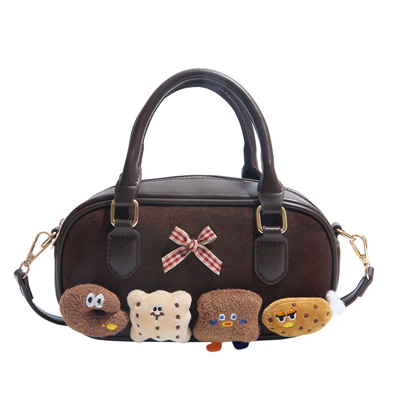 Women's Suede Woolen Check Pattern Niche Retro Handbags