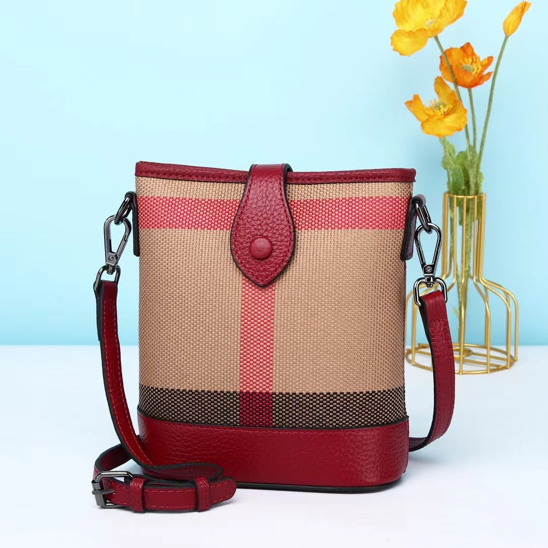 Fashion Hemp Cotton With Leather Mini High-grade Western Mobile Phone Bag
