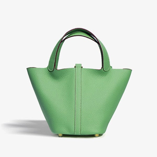 First Layer Cowhide Home Vegetable Basket Soft Bucket Bag