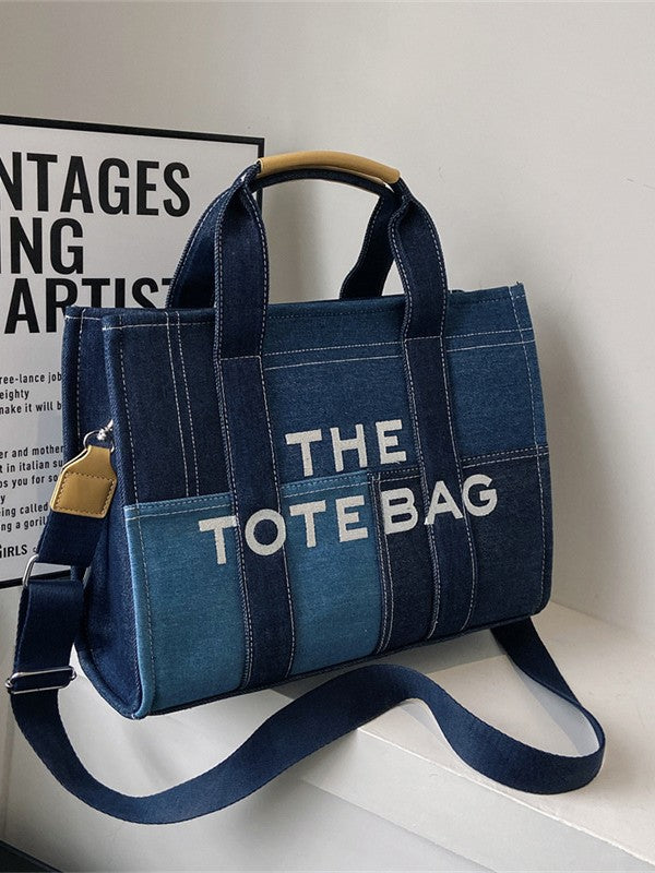 Women's Canvas Large Capacity Totes Patchwork Portable Tote Bag