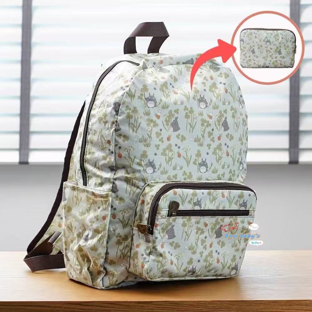 Cartoon Totoro Clover Full Printed Fresh Foldable Backpacks