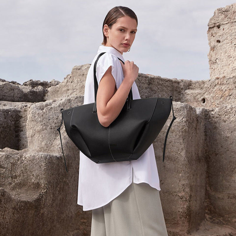 Women's High Version Leather Large Capacity Shopping Tote Bag