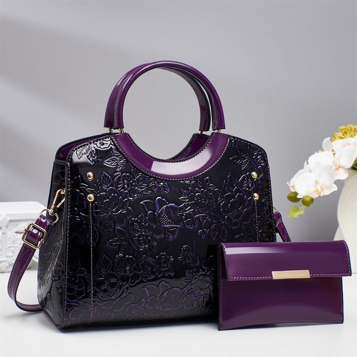 Women's Wedding Crocodile Pattern Happy Mother Grandma With Women's Shoulder Bag