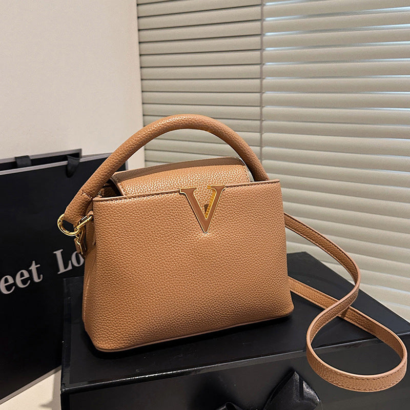 Women's Lychee Pattern Autumn Fashion Detachable Strap Shoulder Bags