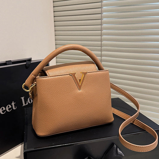 Women's Lychee Pattern Autumn Fashion Detachable Strap Shoulder Bags