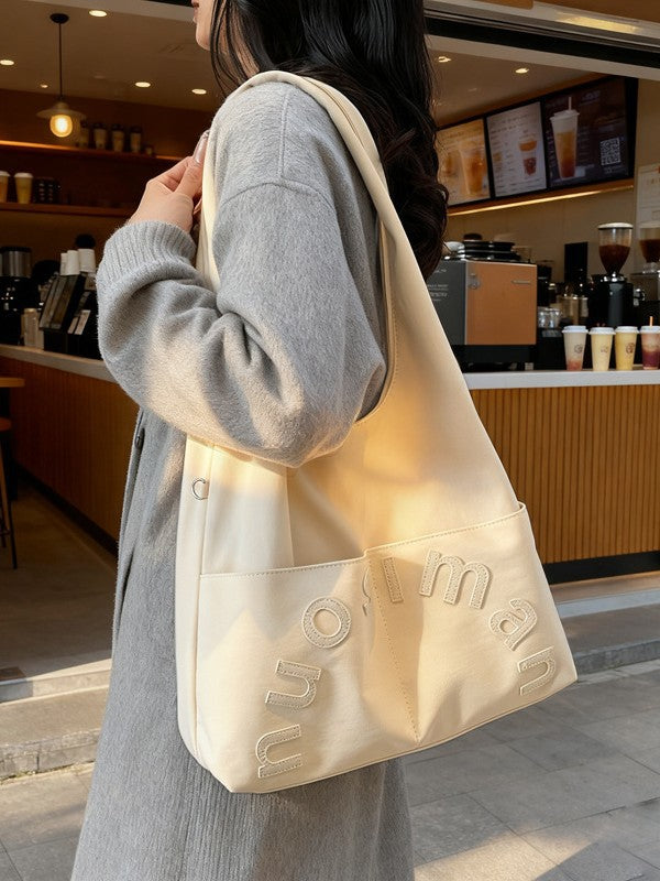 Winter Large Capacity Totes Class Commuting Fashion Textured Women's Shoulder Bag