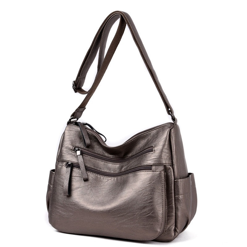 Women's Soft Leather Fashion Simple Big Women's Shoulder Bag