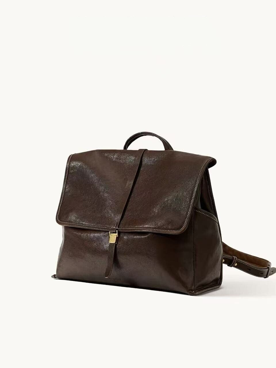 Simple Large Capacity Vegetable Tanned Sheepskin Backpacks