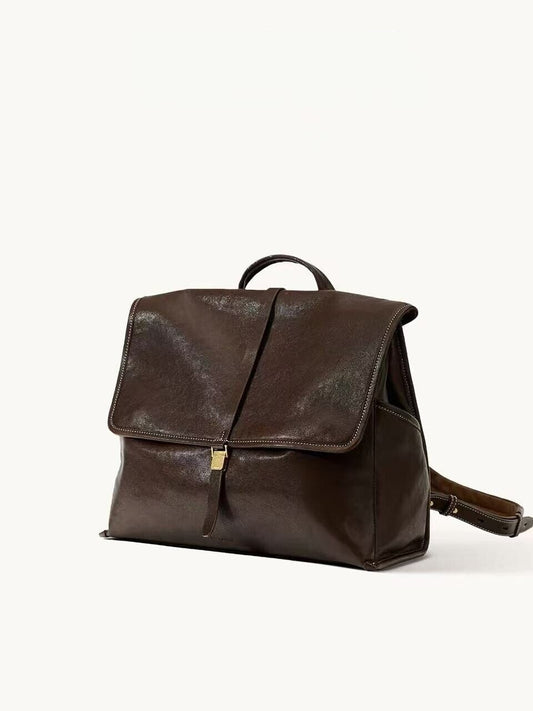 Simple Large Capacity Vegetable Tanned Sheepskin Backpacks