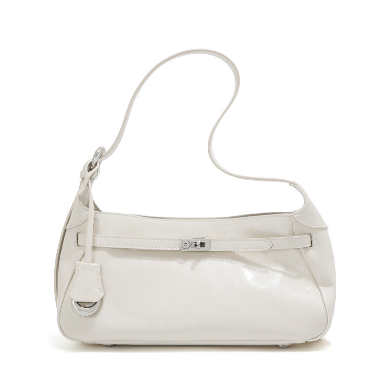 Women's Capacity Totes Cowhide Niche Design Genuine Leather Underarm Bags