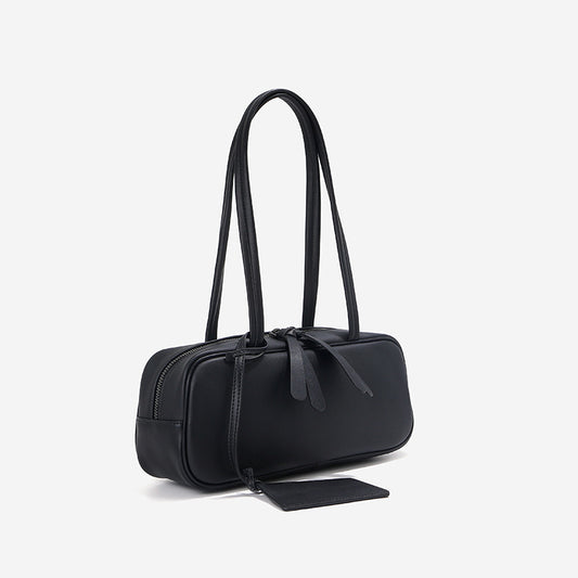 Women's Cowhide Leather Large Capacity Boston Genuine Underarm Bowling Women's Shoulder Bag