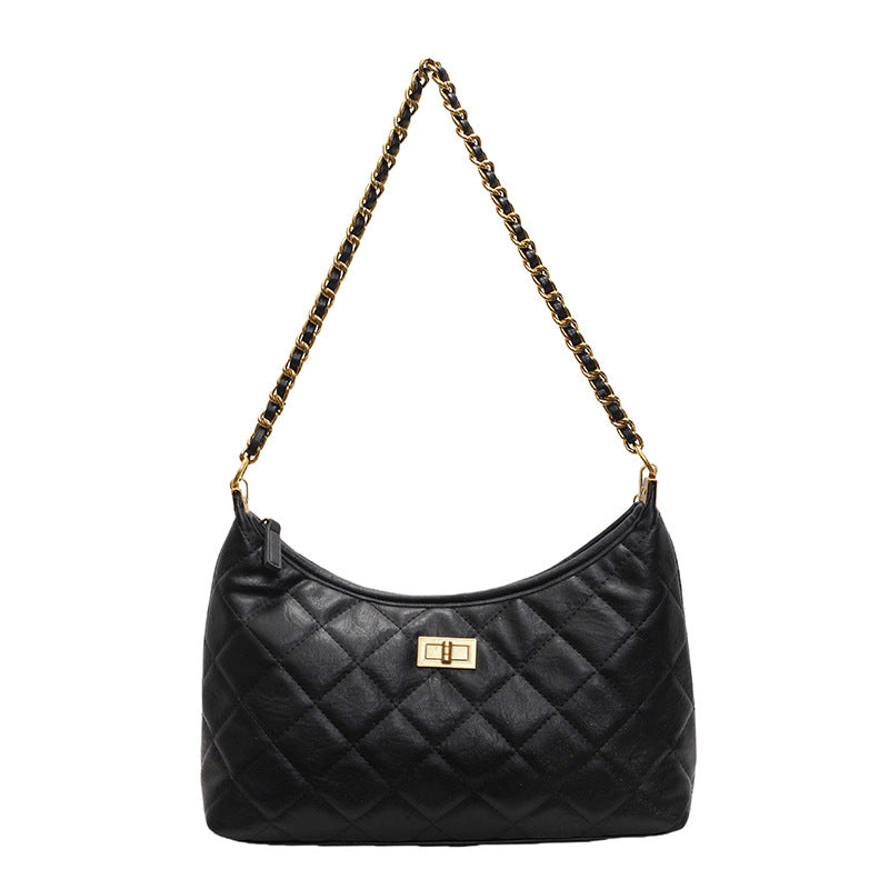 Women's Retro Diamond Style Chain Underarm Tote Bag