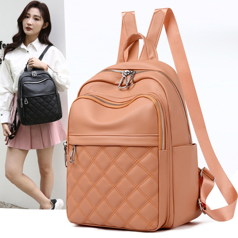 Women's Korean Style Fashionable Rhombus Outing Backpacks