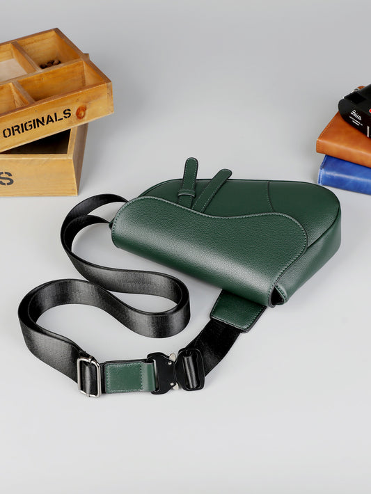 Men's Saddle Zipper Simple Textured Lightweight Solid Men's Bags