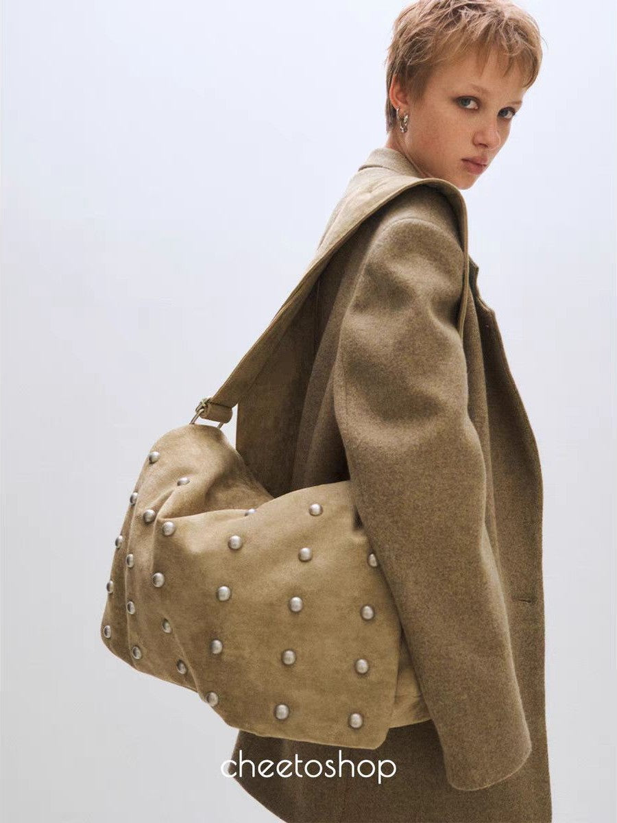 Innovative Decorative Rivets Wide Strap Large Leisure Backpack