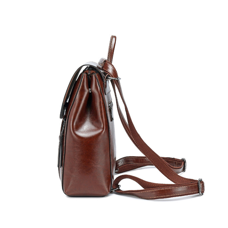 Women's Counter Leather Fashion Retro Large Capacity Backpacks