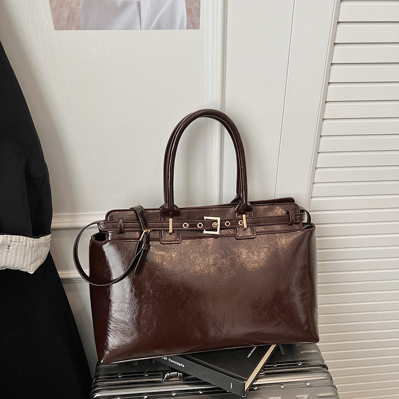 Large Capacity Simple Commute Versatile Underarm Light Luxury Western Tote Bag
