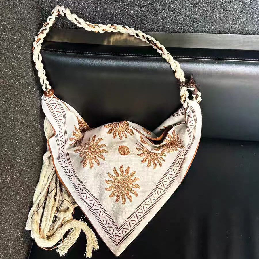 Retro Printed Triangle Large Capacity Ethnic Bags