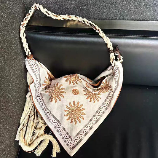Retro Printed Triangle Large Capacity Ethnic Bags