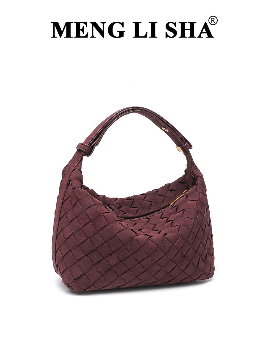 Women's Matte Leather Texture Woven Portable Lunch Atmosphere Food Basket Bags