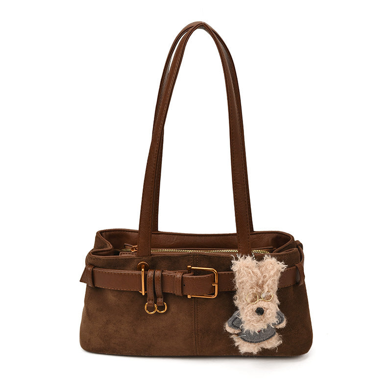 Women's Niche Retro Suede Baguette High-grade Commute Bags