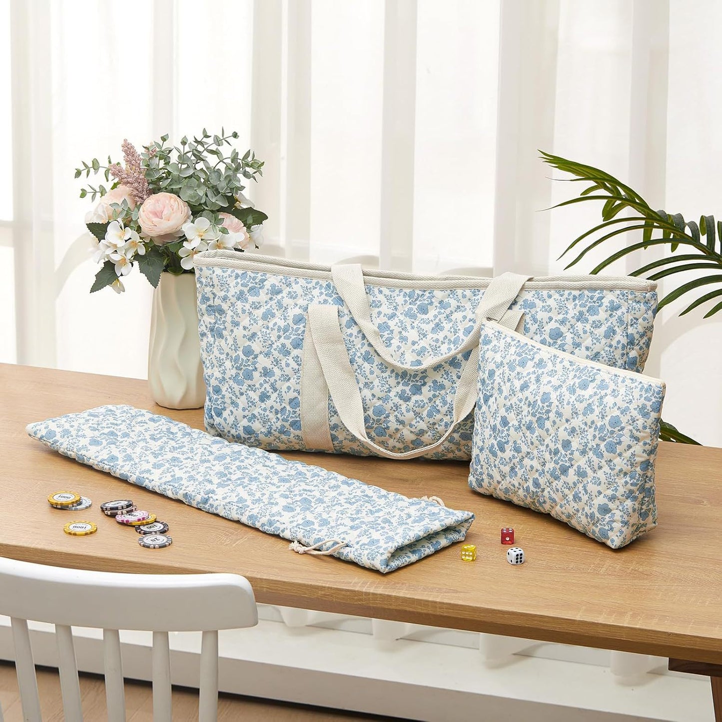 Three-piece Set Storage Mahjong Large Capacity Makeup Bag