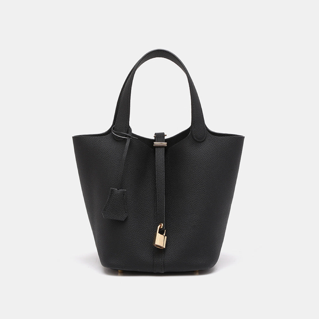 Vegetable Large Genuine Leather Hand Commuter Bucket Bag