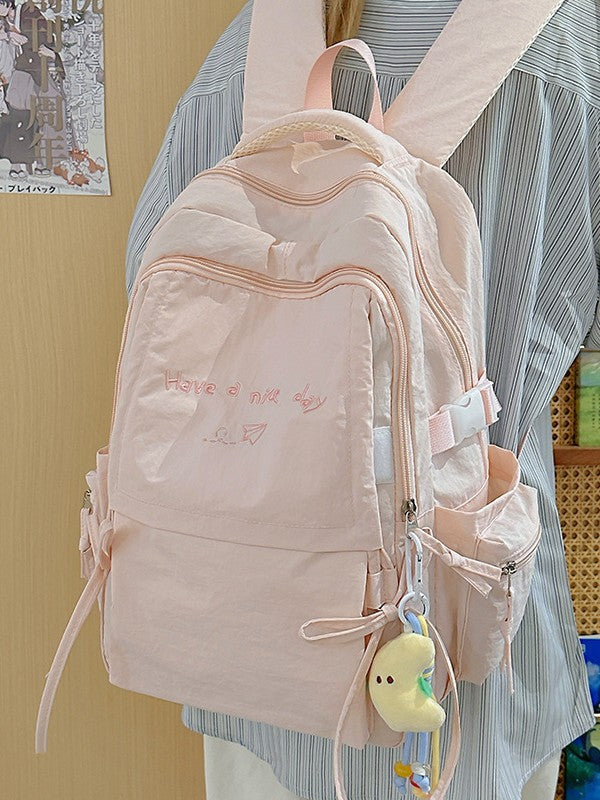 Style Lightweight Solid Color College Commuter Leisure Backpack
