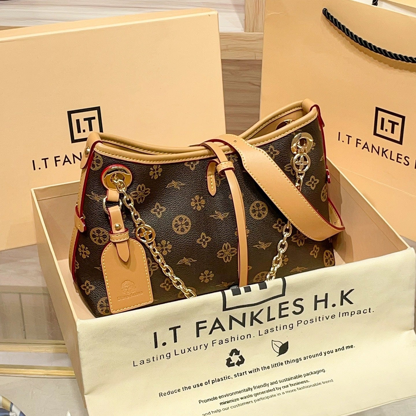 Real With Label Chip V Genuine Leather Bags