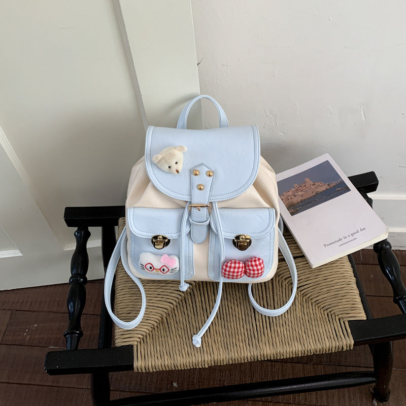 Women's American Style Retro Cartoon Large Capacity College Cute Women's Backpack