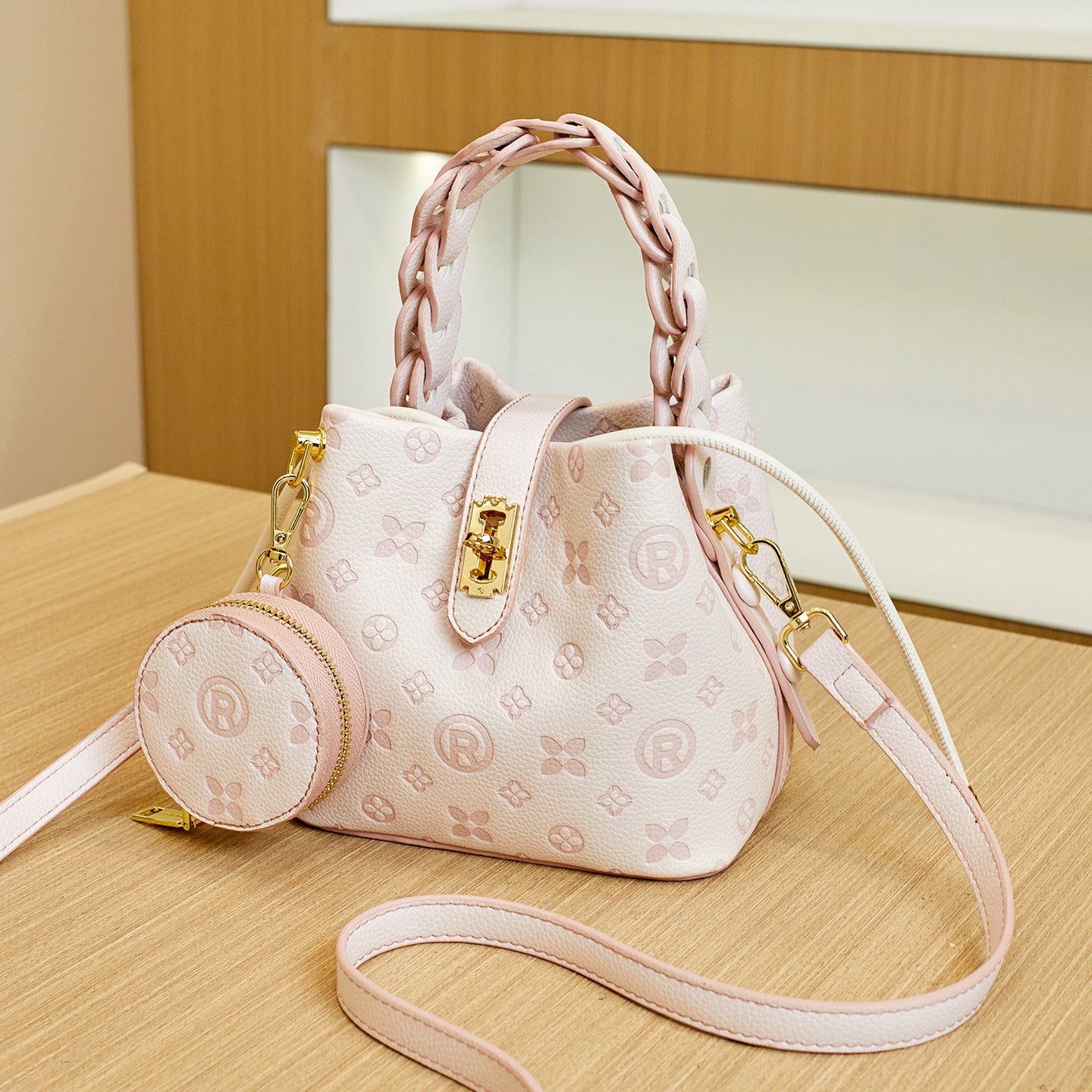 Basket Summer Portable Fashion Texture Embossed Bucket Bag