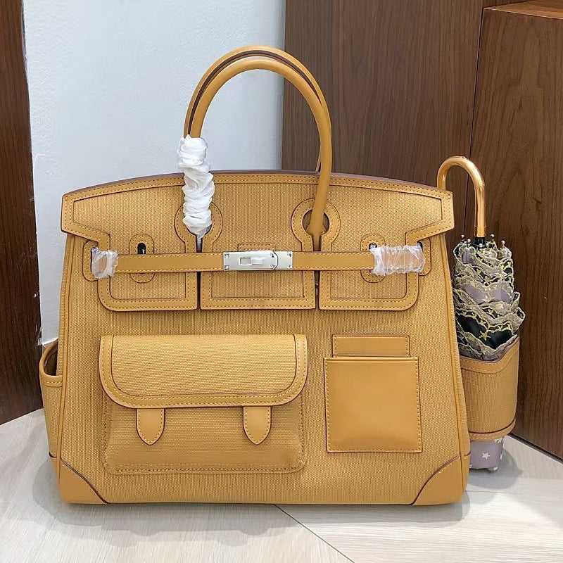 Women's Color Canvas Matching Portable Extra Large Bags