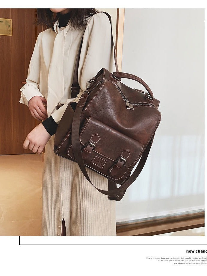 Women's Fashionable Retro British Simple Versatile College Women's Backpack