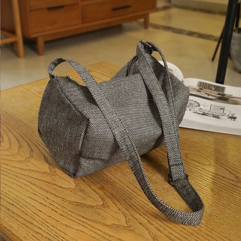 Women's Simple Pillow Large Capacity Solid Color Cotton Linen Niche Travel Bags