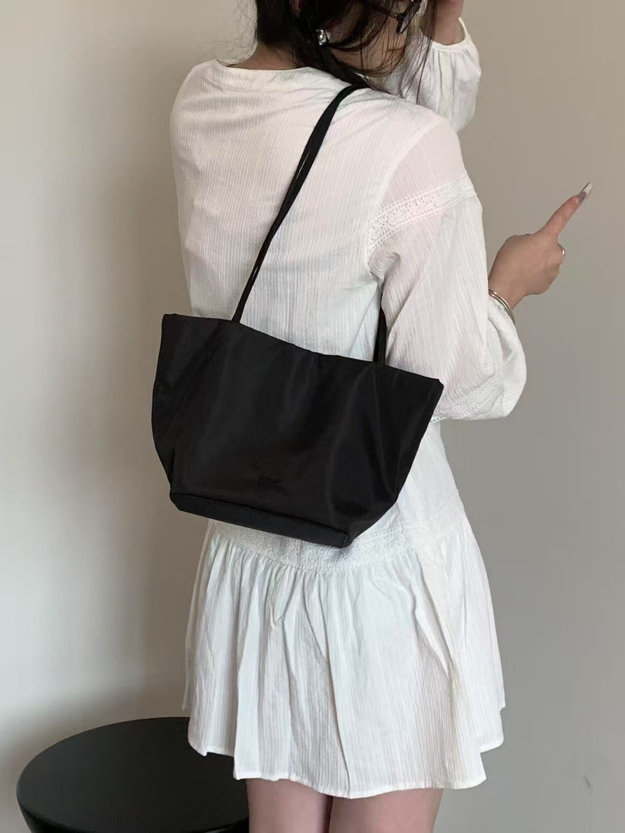 Women's Niche Nylon Cloth Vegetable Basket Large Capacity Lightweight Tote Bag