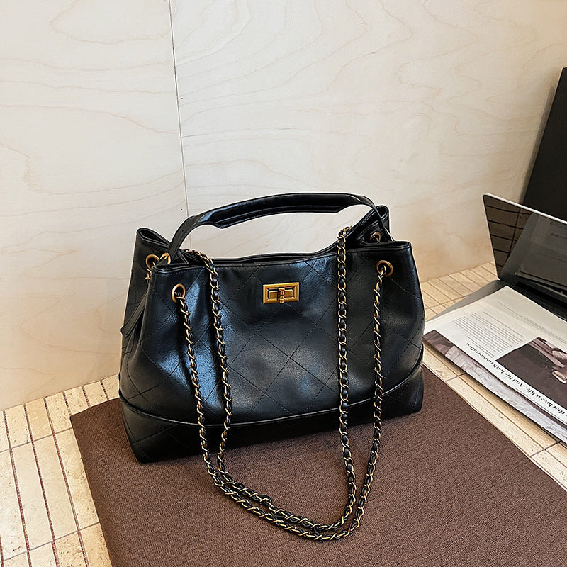 Women's Korean Style Large Capacity Stray Diamond Plaid Women's Shoulder Bag