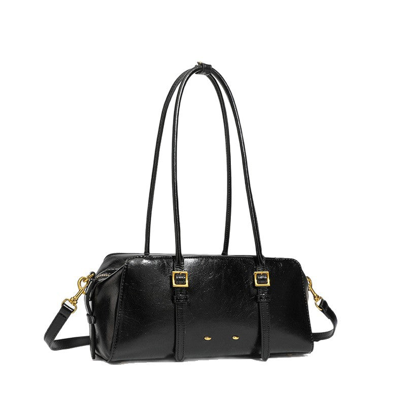 Boston Long Oil Wax Baguette Female Underarm Bag