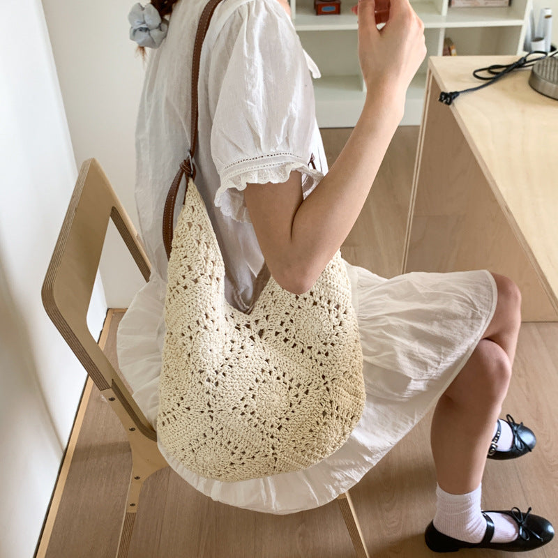 Women's Hollowed Big Trendy Summer Seaside Vacation Beach Tote Bags