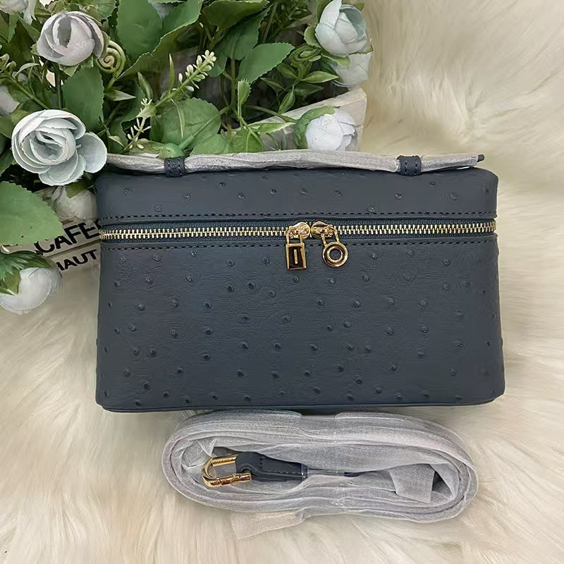 Outside Leather Ostrich Grain Cowhide Lunch Women's Handbag